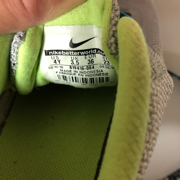 Nike Revolution 3 gray neon yellow blue running sneakers - Picture 5 of 8